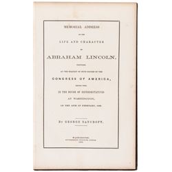 1866 Memorial Address Life and Character of Abraham Lincoln, by George Bancroft