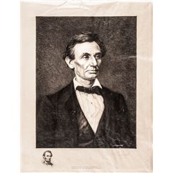 c 1928 William H Bicknell Signed Private Plate Etching Beardless Abraham Lincoln