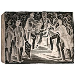 c. 1840 AMISTAD Woodblock Printing Plate Illustrating The Suffolk Board of Trade
