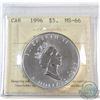Image 1 : 1996 Canada 1oz Fine Silver Maple Leaf *Key Date* ICCS Certified MS-66 (TAX Exempt)