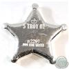 Image 2 : 5oz Monarch Precious Metals Hand Poured Fine Silver Sheriff Star (TAX Exempt)