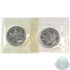 Image 1 : 1999 & 2000 Canada Fireworks Privy Fine Silver Maple Leafs in Original Pliofilm Plastic (Coins are l