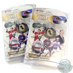 SEALED Pair of RCM 2001 Hockey Hall of Fame 5-coin Sets. 2 sets