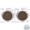 Image 1 : 1913 VF-EF & 1934 EF Australian Pennies as per holders. 2pcs