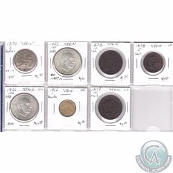 Estate Lot of 7x Spanish Coinage Dated 1870-1966 in Plastic Page. 3 coins are Silver. 7pcs