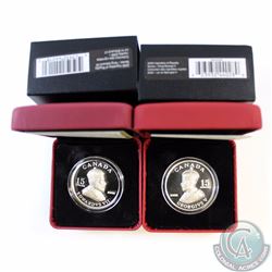 2x 2008 Canada $15 Vignettes of Royalty Series Sterling Silver Coins - King George V & King Edward V