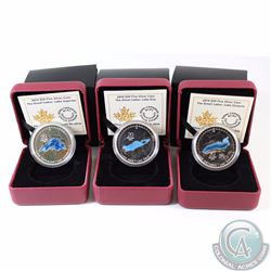 3x 2014 Canada $20 Great Lakes Fine Silver Coins - Lake Erie, Lake Superior & Lake Ontario (Capsules