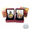 Image 1 : 2013 Canada $20 Autumn Bliss & 2015 $20 Autumn Express Fine Silver Coins (Capsules are lightly scrat