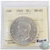 Image 1 : 1949 Canada Silver Dollar ICCS Certified MS-65