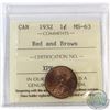 Image 1 : 1932 Canada 1-cent ICCS Certified MS-63 Red and Brown
