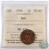 Image 1 : 1934 Canada 1-cent ICCS Certified MS-63 Red