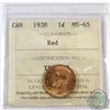 Image 1 : 1938 Canada 1-cent ICCS Certified MS-65 Red