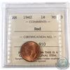 Image 1 : 1942 Canada 1-cent ICCS Certified MS-63 Red