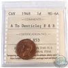 Image 1 : 1948 Canada 1-cent A to Denticle ICCS Certified MS-64 Red and Brown