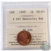 Image 1 : 1949 Canada 1-cent A off Denticle ICCS Certified MS-65 Red