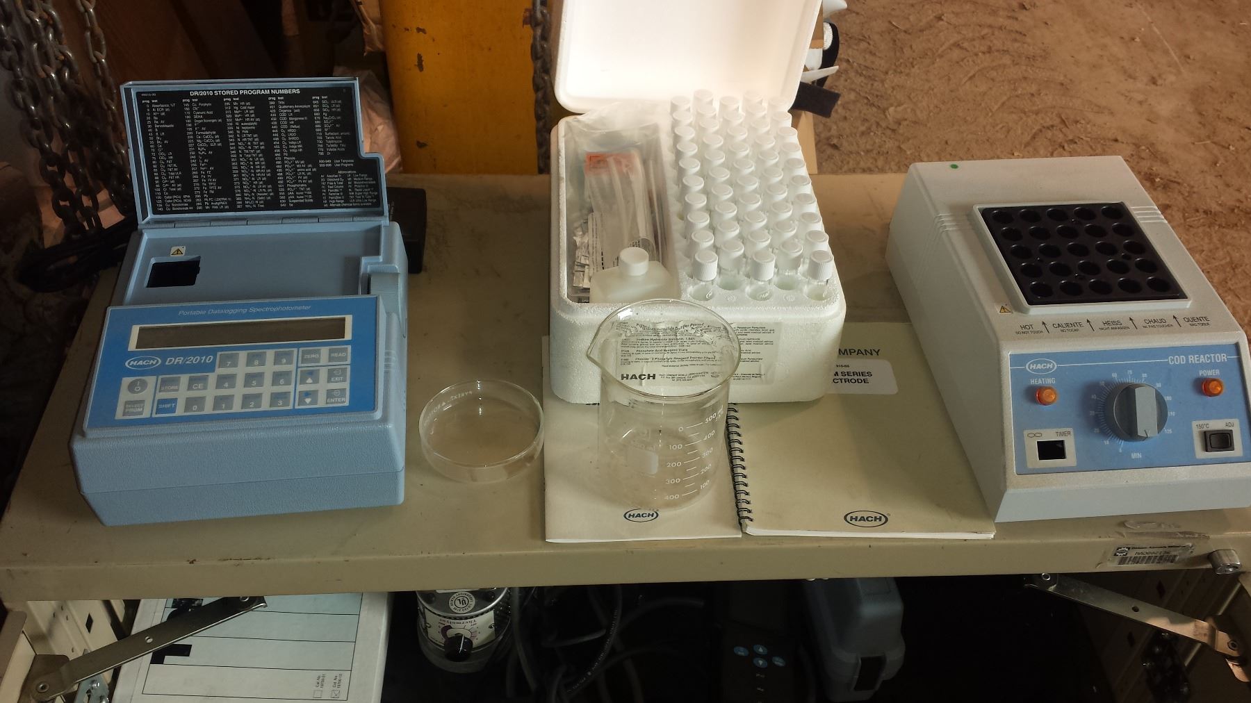 Cod Instruments Spectrophotometer Cabinet with Hach DR2010 Datalogging Spectrophotometer, Hach COD ...