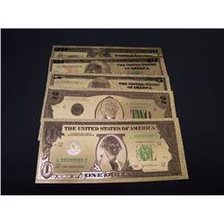 24K AMERICAN COLLECTIBLE DOLLAR BILLS (1,2,5,10,20)