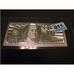 SILVER FOIL US AMERICAN 100 DOLLAR COLLECTIBLE BILL