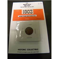 HISTORIC 1903 U.S. INDIAN HEAD ONE CENT COLLECTIBLE COIN