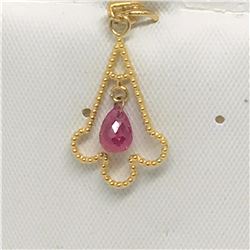 14K Yellow Gold Ruby (0.30ct) and Diamond Pendant, Insurance Value $800