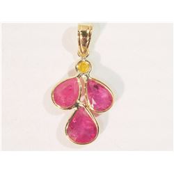 14K Yellow Gold Ruby (2.00ct) and Diamond Pendant, Insurance Value $1200