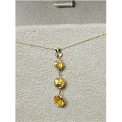 14k Yellow Gold Orange Sapphire (2.30ct) Pendant Necklace, Insurance Value $1200