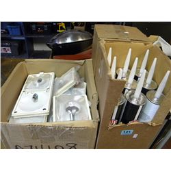 2 BOXES OF 9 TRIPAULMER ROOFING ADHESIVE/BOX OF 5TH WHEEL LIGHTING