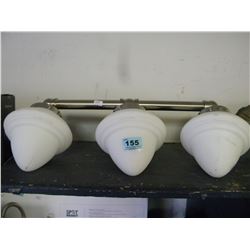 STAINLESS & WHITE GLASS 3 LIGHT WALL FIXTURE