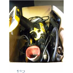 SMALL BOX OF MISC CORDLESS DRILLS/ETC (pawn shop item)