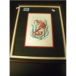 RICHARD SHORTY SALMON EAGLE FRAMED PRINT
