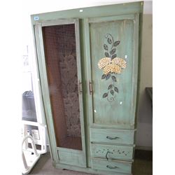 VINTAGE 2 DOOR GREEN CABINENT