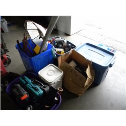 7 TUBS & BOXES OF MISC TOOLS/HARDWARE/ETC