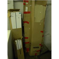 BOXED TV STAND/MATES DRAWER PARTS/3 BOXES OF LIGHTING