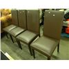 Image 1 : 4 MATCHING BROWN LEATHER HIGH BACK DINING CHAIRS