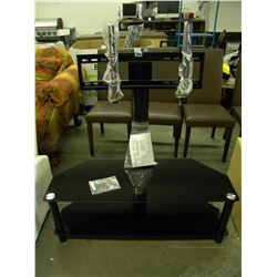 2 TIER BLACK GLASS ENTERTAINMENT STAND WITH REAR MOUNT