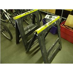 2 BLACK & YELLOW PLASTIC FOLDING SAW HORSES