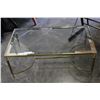 Image 1 : BRASS WITH MIRRORED TRIM GLASS DECORATIVE COFFEE TABLE
