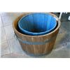 Image 2 : TWO WOOD PLANTER BARRELLS