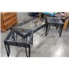 Image 1 : 3-PIECE BLACK METAL GLASSTOP COFFEE TABLE SET