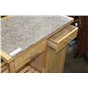 Image 3 : GRANITE TOP MAPLE ROLLING KITCHEN CART