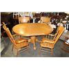 Image 1 : CARVED OAK PEDESTLE PAWFOOT TABLE W/ 4 CARVED ARMCHAIRS