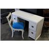 Image 1 : PAINTED WHITE VANITY AND CHAIR