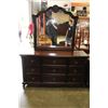 Image 2 : LARGE DESIGNER MAHOGANY LADIES DRESSER WITH MIRROR