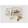 Image 1 : GREEN STONE PENDANT NECKLACE HOOP EARRINGS AND TRAY OF GOLD PLATED ESTATE JEWELLRY