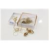Image 2 : GREEN STONE PENDANT NECKLACE HOOP EARRINGS AND TRAY OF GOLD PLATED ESTATE JEWELLRY