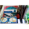 Image 2 : TRAY OF TOYS AND TRAY OF OTTAWA COASTERS, BIKE TASSELS AND BINDERS