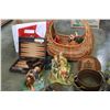 Image 2 : TWO NATURECRAFT FIGURES AND BOX OF ESTATE ITEMS AND CANADA FLAG