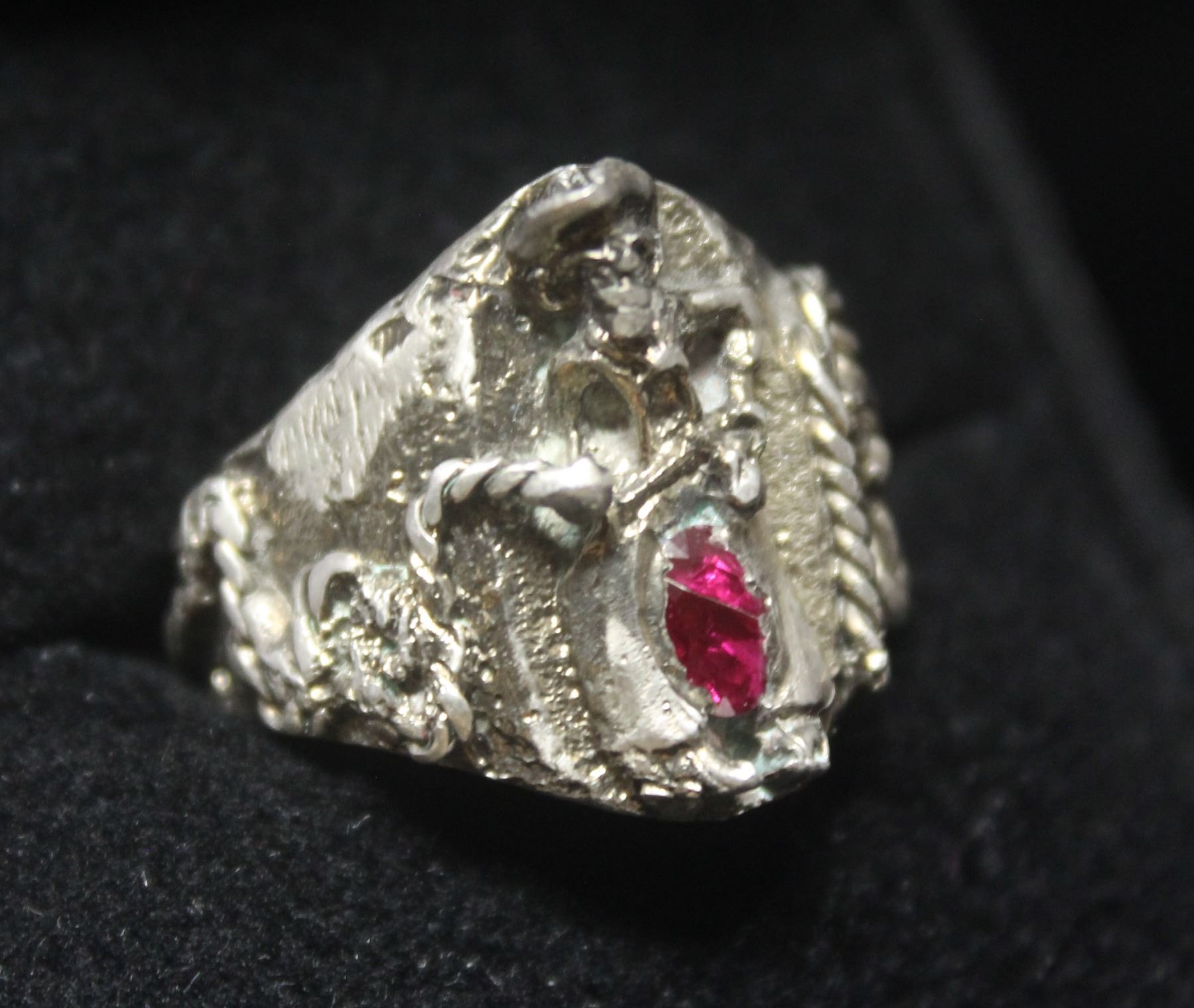 Fine Custom Cowboy Ruby Silver Ring