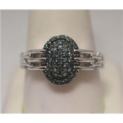 Beautiful Blue Diamonds Silver Ring
