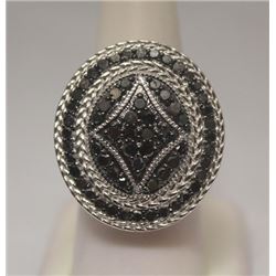 Fancy Black Diamonds Silver Ring
